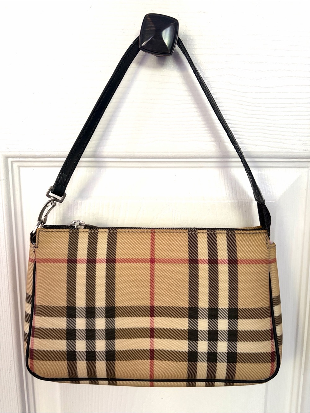 VINTAGE Burberry Bag Beige Nova Check Handbag Y2k 90s Pochette - Picture 3 of 16
